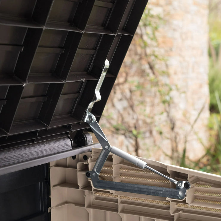 Horizontal Durable Resin Outdoor Storage Shed With Heavy Duty Floor and Locking Latch, Beige