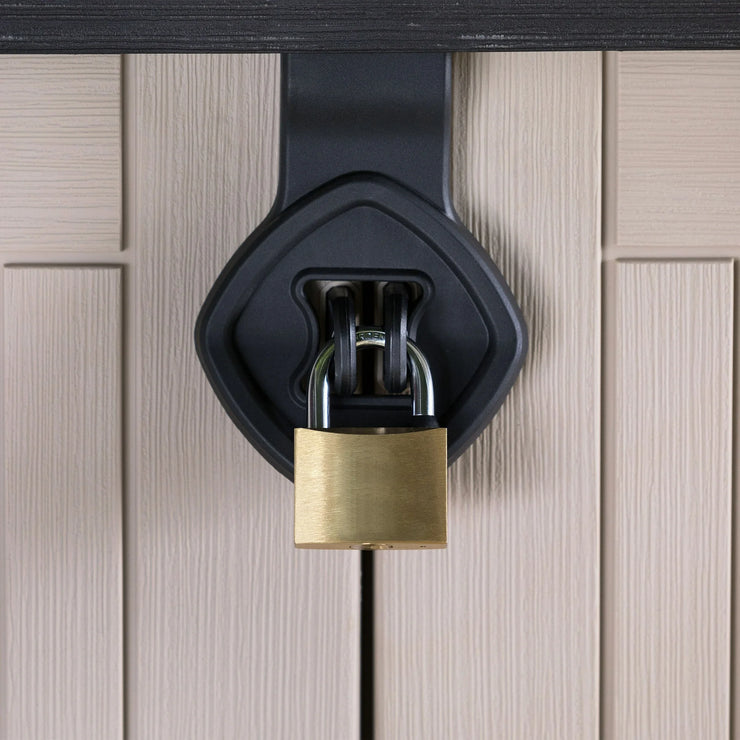 Horizontal Durable Resin Outdoor Storage Shed With Heavy Duty Floor and Locking Latch, Beige