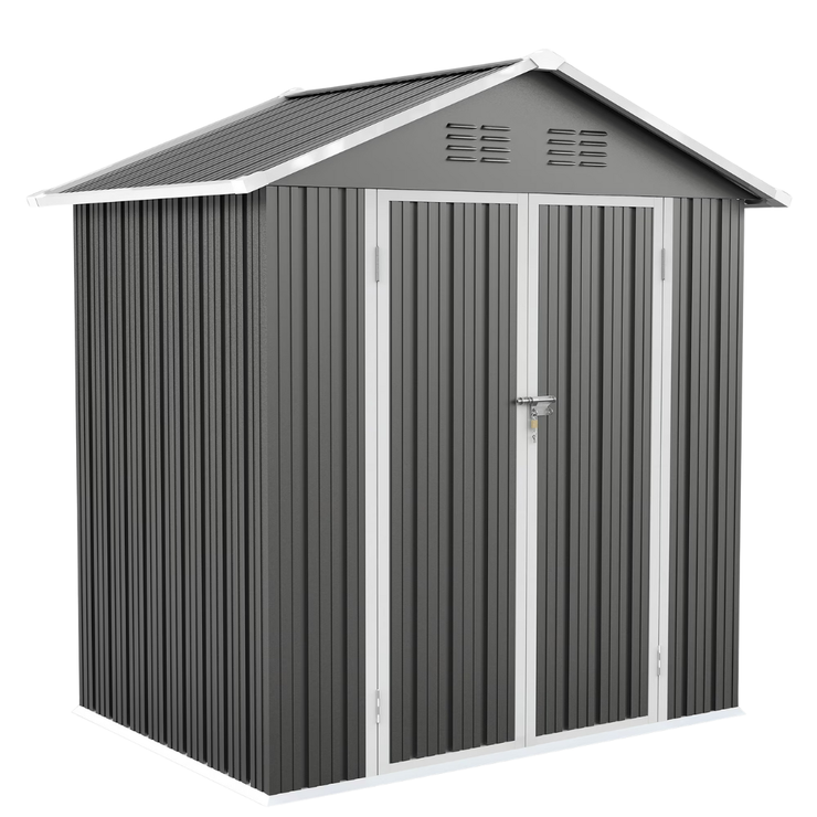 Janis Outdoor Storage Shed with Lockable Doors, Dark Gray
