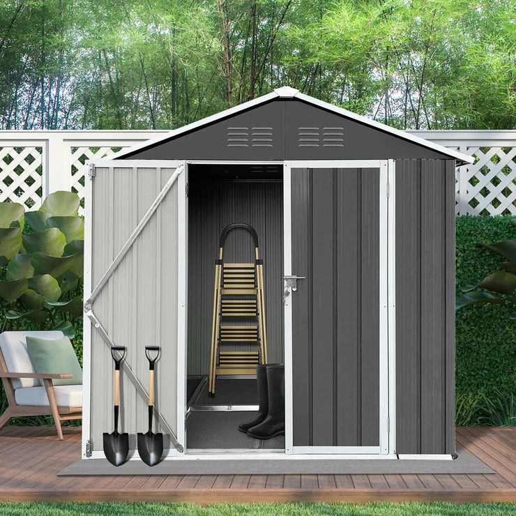 Janis Outdoor Storage Shed with Lockable Doors, Dark Gray