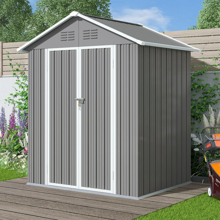 Janis Outdoor Storage Shed with Lockable Doors, Dark Gray